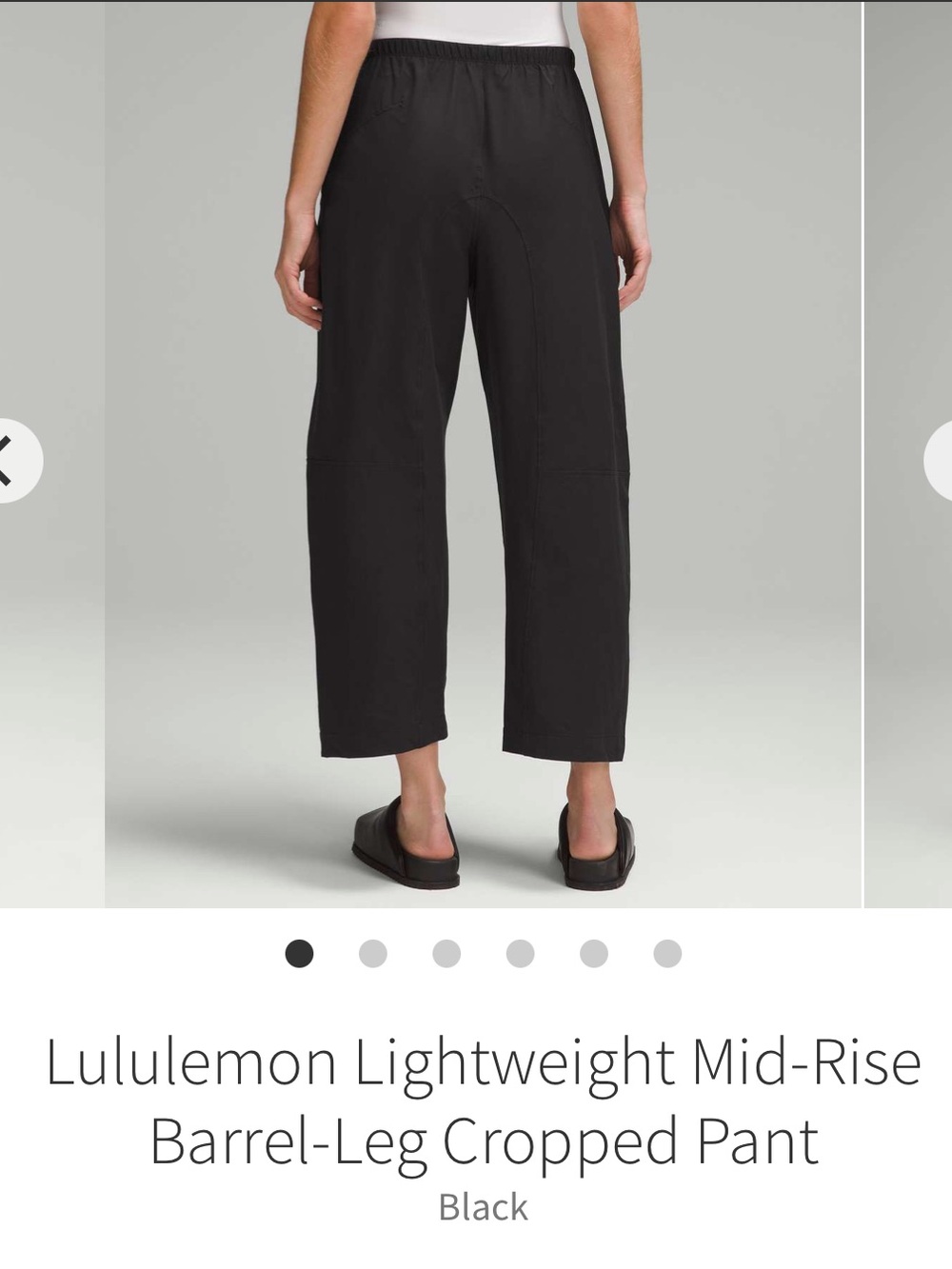 Lululemon Lightweight Mid-Rise Barrel-Leg Cropped Pant Black. Size 8. EUC